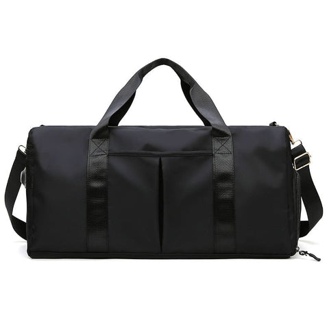 Darrahopens Sports & Fitness > Exercise, Gym & Fitness > Gym Equipment & Accessories Black Large Capacity Travel Duffel Bag – Wet & Dry Separation, Shoe Compartment, and Luggage Sleeve for Gym, Yoga, and Short Trips