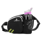 Darrahopens Sports & Fitness > Exercise, Gym & Fitness > Gym Equipment & Accessories Black Lightweight Running Waist Pack with Stable Bottle Holder - Multi-Functional Nylon Sports Fanny Pack for Marathon, Hiking, Cycling & Climbing