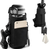 Darrahopens Sports & Fitness > Exercise, Gym & Fitness > Gym Equipment & Accessories Black Magnetic Gym Water Bottle Pouch & Towel Clip with 6 High-Strength Magnets and Adjustable Strap - Fits 18oz to 40oz