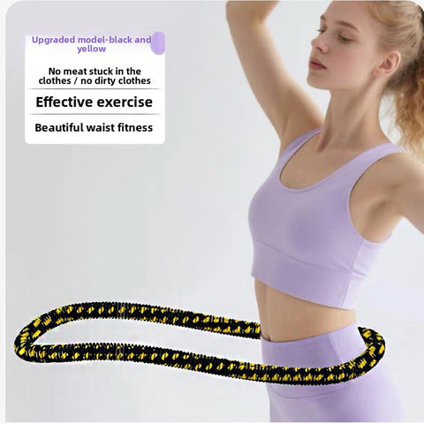 Darrahopens Sports & Fitness > Exercise, Gym & Fitness > Gym Equipment & Accessories Black Weighted Soft Spring Hula Hoop with Silent Alloy Interior and Polyester Wrap for Home Gym Full Body Fitness and Abdominal Training Solution