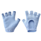Darrahopens Sports & Fitness > Exercise, Gym & Fitness > Gym Equipment & Accessories Blue 2-Pack Women's Non-Slip Yoga Gloves - Open Back Half Finger Cotton Stretchy Grip Gloves for Aerial Yoga, Pilates, and Fitness