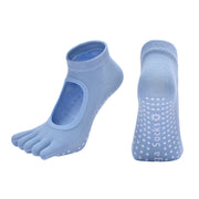 Darrahopens Sports & Fitness > Exercise, Gym & Fitness > Gym Equipment & Accessories Blue 3-Pack Women's Non-Slip Five-Finger Yoga Socks - Open Back Combed Cotton Pilates & Fitness Grip Socks for Professional Exercise