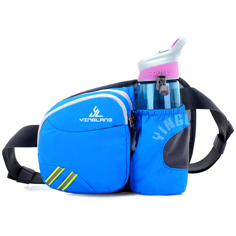 Darrahopens Sports & Fitness > Exercise, Gym & Fitness > Gym Equipment & Accessories Blue Lightweight Running Waist Pack with Stable Bottle Holder - Multi-Functional Nylon Sports Fanny Pack for Marathon, Hiking, Cycling & Climbing