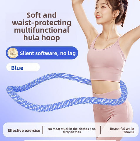 Darrahopens Sports & Fitness > Exercise, Gym & Fitness > Gym Equipment & Accessories Blue Weighted Soft Spring Hula Hoop with Silent Alloy Interior and Polyester Wrap for Home Gym Full Body Fitness and Abdominal Training Solution