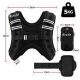 Darrahopens Sports & Fitness > Exercise, Gym & Fitness > Gym Equipment & Accessories Everfit 5kg Weighted Vest Men Women, Reflective Running Vest with Armband Pouch