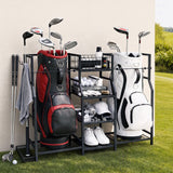 Darrahopens Sports & Fitness > Exercise, Gym & Fitness > Gym Equipment & Accessories Everfit Golf Bag Storage Golfing Equipment Rack Holds 2 Bags 16 Clubs In Australia - Darrahopens