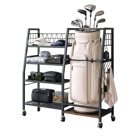 Darrahopens Sports & Fitness > Exercise, Gym & Fitness > Gym Equipment & Accessories Everfit Golf Bag Storage Rack Golf Organizer Hold 1 Bags 4 Shelves In Australia - Darrahopens