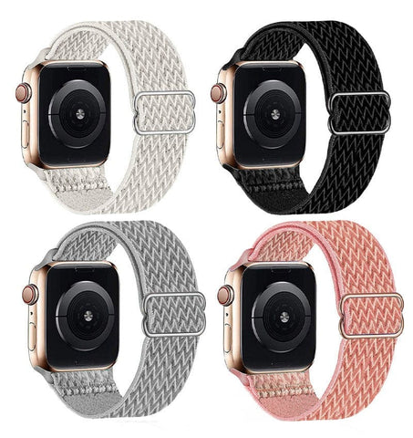 Darrahopens Sports & Fitness > Exercise, Gym & Fitness > Gym Equipment & Accessories Fitbit Versa 4 Versa 3 Sense Adjustable Nylon Sports Band 4-Pack Breathable Replacement Wristband Multi-colored Compatible with Fitbit