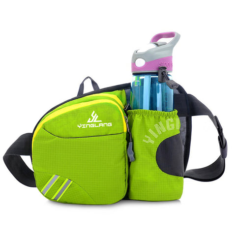 Darrahopens Sports & Fitness > Exercise, Gym & Fitness > Gym Equipment & Accessories Green Lightweight Running Waist Pack with Stable Bottle Holder - Multi-Functional Nylon Sports Fanny Pack for Marathon, Hiking, Cycling & Climbing