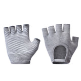 Darrahopens Sports & Fitness > Exercise, Gym & Fitness > Gym Equipment & Accessories Grey 2-Pack Women's Non-Slip Yoga Gloves - Open Back Half Finger Cotton Stretchy Grip Gloves for Aerial Yoga, Pilates, and Fitness