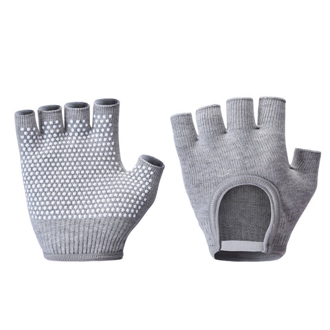 Darrahopens Sports & Fitness > Exercise, Gym & Fitness > Gym Equipment & Accessories Grey 2-Pack Women's Non-Slip Yoga Gloves - Open Back Half Finger Cotton Stretchy Grip Gloves for Aerial Yoga, Pilates, and Fitness