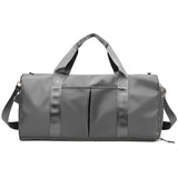 Darrahopens Sports & Fitness > Exercise, Gym & Fitness > Gym Equipment & Accessories Grey Large Capacity Travel Duffel Bag – Wet & Dry Separation, Shoe Compartment, and Luggage Sleeve for Gym, Yoga, and Short Trips