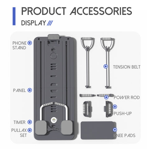 Darrahopens Sports & Fitness > Exercise, Gym & Fitness > Gym Equipment & Accessories Grey Multi-functional Core Training Board with Digital Timer and Resistance Bands Foldable Fitness Panel for Home Abdominal and Pilates Workouts Solution