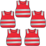 Darrahopens Sports & Fitness > Exercise, Gym & Fitness > Gym Equipment & Accessories Kids Safety Vest Reflective High Visibility Vest Breathable Traffic Vest Costume Construction Vest Elastic Strap Safety Vest Neon Yellow Purpose for Running Cycling Jogging 5PCS - Red