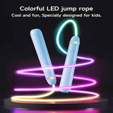 Darrahopens Sports & Fitness > Exercise, Gym & Fitness > Gym Equipment & Accessories LED Light-Up Jump Rope for Boys Girls - Adjustable Glow-in-the-Dark Skipping Rope Black