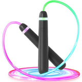 Darrahopens Sports & Fitness > Exercise, Gym & Fitness > Gym Equipment & Accessories LED Light-Up Jump Rope for Boys Girls - Adjustable Glow-in-the-Dark Skipping Rope Black