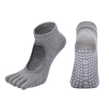 Darrahopens Sports & Fitness > Exercise, Gym & Fitness > Gym Equipment & Accessories Light Grey 3-Pack Women's Non-Slip Five-Finger Yoga Socks - Open Back Combed Cotton Pilates & Fitness Grip Socks for Professional Exercise