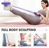 Darrahopens Sports & Fitness > Exercise, Gym & Fitness > Gym Equipment & Accessories Multi-Function 6-Tube Resistance Band with Foot Pedal – 2M Stretchable Home Workout Equipment for Full Body Exercise – Adjustable Tension for Arms, Legs, Waist & Abs – Compact Design (Purple)