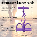 Darrahopens Sports & Fitness > Exercise, Gym & Fitness > Gym Equipment & Accessories Multi-Function 6-Tube Resistance Band with Foot Pedal – 2M Stretchable Home Workout Equipment for Full Body Exercise – Adjustable Tension for Arms, Legs, Waist & Abs – Compact Design (Purple)