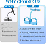 Darrahopens Sports & Fitness > Exercise, Gym & Fitness > Gym Equipment & Accessories Pedal Resistance Bands with Handles, Upgrade 6-Tubes Manual Tension Training Pedal, Natural Rubber Foot Pedal Resistance Bands, Multifunction Fitness Bands for Abdomen, Waist, Arm, Leg（Blue）