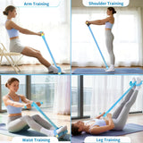 Darrahopens Sports & Fitness > Exercise, Gym & Fitness > Gym Equipment & Accessories Pedal Resistance Bands with Handles, Upgrade 6-Tubes Manual Tension Training Pedal, Natural Rubber Foot Pedal Resistance Bands, Multifunction Fitness Bands for Abdomen, Waist, Arm, Leg（Blue）
