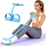 Darrahopens Sports & Fitness > Exercise, Gym & Fitness > Gym Equipment & Accessories Pedal Resistance Bands with Handles, Upgrade 6-Tubes Manual Tension Training Pedal, Natural Rubber Foot Pedal Resistance Bands, Multifunction Fitness Bands for Abdomen, Waist, Arm, Leg（Blue）