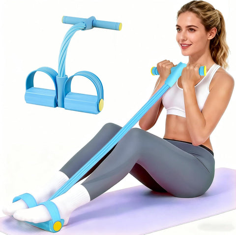 Darrahopens Sports & Fitness > Exercise, Gym & Fitness > Gym Equipment & Accessories Pedal Resistance Bands with Handles, Upgrade 6-Tubes Manual Tension Training Pedal, Natural Rubber Foot Pedal Resistance Bands, Multifunction Fitness Bands for Abdomen, Waist, Arm, Leg（Blue）