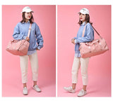 Darrahopens Sports & Fitness > Exercise, Gym & Fitness > Gym Equipment & Accessories Pink Large Capacity Travel Duffel Bag – Wet & Dry Separation, Shoe Compartment, and Luggage Sleeve for Gym, Yoga, and Short Trips