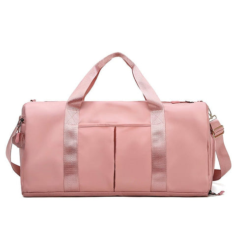 Darrahopens Sports & Fitness > Exercise, Gym & Fitness > Gym Equipment & Accessories Pink Large Capacity Travel Duffel Bag – Wet & Dry Separation, Shoe Compartment, and Luggage Sleeve for Gym, Yoga, and Short Trips