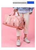 Darrahopens Sports & Fitness > Exercise, Gym & Fitness > Gym Equipment & Accessories Pink Large Capacity Travel Duffel Bag – Wet & Dry Separation, Shoe Compartment, and Luggage Sleeve for Gym, Yoga, and Short Trips