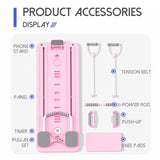 Darrahopens Sports & Fitness > Exercise, Gym & Fitness > Gym Equipment & Accessories Pink Multi-functional Core Training Board with Digital Timer and Resistance Bands Foldable Fitness Panel for Home Abdominal and Pilates Workouts Solution