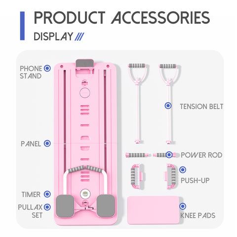 Darrahopens Sports & Fitness > Exercise, Gym & Fitness > Gym Equipment & Accessories Pink Multi-functional Core Training Board with Digital Timer and Resistance Bands Foldable Fitness Panel for Home Abdominal and Pilates Workouts Solution