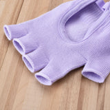 Darrahopens Sports & Fitness > Exercise, Gym & Fitness > Gym Equipment & Accessories Purple 2-Pack Women's Non-Slip Yoga Gloves - Open Back Half Finger Cotton Stretchy Grip Gloves for Aerial Yoga, Pilates, and Fitness