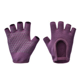 Darrahopens Sports & Fitness > Exercise, Gym & Fitness > Gym Equipment & Accessories Purple 2-Pack Women's Non-Slip Yoga Gloves - Open Back Half Finger Cotton Stretchy Grip Gloves for Aerial Yoga, Pilates, and Fitness