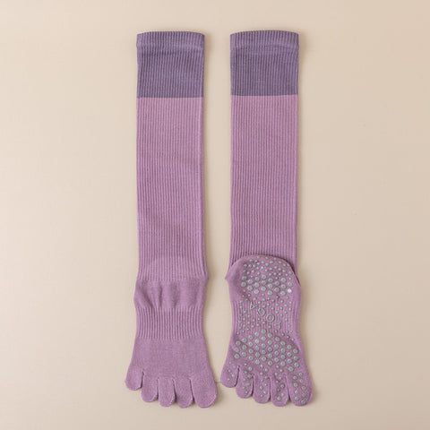 Darrahopens Sports & Fitness > Exercise, Gym & Fitness > Gym Equipment & Accessories Purple 2PCS Women's Professional Five-Finger Compression Calf Socks - High-Performance Knee-High Non-Slip Grip Socks for Yoga, Running, and Fitness