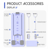 Darrahopens Sports & Fitness > Exercise, Gym & Fitness > Gym Equipment & Accessories Purple Multi-functional Core Training Board with Digital Timer and Resistance Bands Foldable Fitness Panel for Home Abdominal and Pilates Workouts Solution