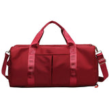 Darrahopens Sports & Fitness > Exercise, Gym & Fitness > Gym Equipment & Accessories Red Large Capacity Travel Duffel Bag – Wet & Dry Separation, Shoe Compartment, and Luggage Sleeve for Gym, Yoga, and Short Trips