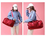 Darrahopens Sports & Fitness > Exercise, Gym & Fitness > Gym Equipment & Accessories Red Large Capacity Travel Duffel Bag – Wet & Dry Separation, Shoe Compartment, and Luggage Sleeve for Gym, Yoga, and Short Trips