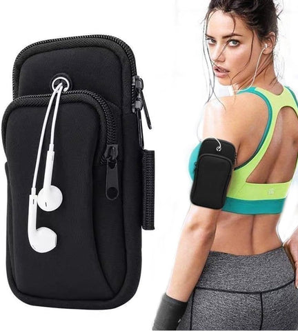 Darrahopens Sports & Fitness > Exercise, Gym & Fitness > Gym Equipment & Accessories Running Armband - Phone Armband - Wearable Phone Armband - With Earphone Hole and Phone Pocket for Running - Armband for Fitness and Cycling (Black)