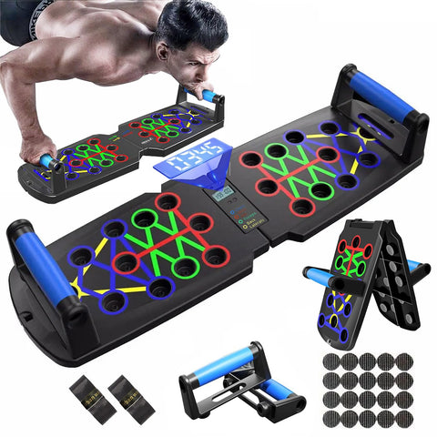 Darrahopens Sports & Fitness > Exercise, Gym & Fitness > Gym Equipment & Accessories Smart Push-Up Bar with Counter & Timer – Foldable Home Workout Board for Chest, Shoulders, Back & Triceps Training (Black)