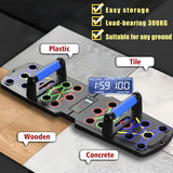 Darrahopens Sports & Fitness > Exercise, Gym & Fitness > Gym Equipment & Accessories Smart Push-Up Bar with Counter & Timer – Foldable Home Workout Board for Chest, Shoulders, Back & Triceps Training (Black)