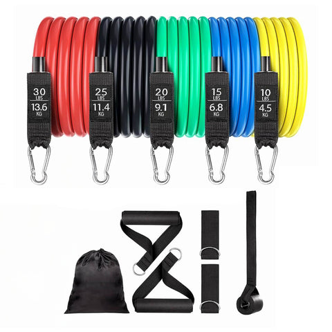 Darrahopens Sports & Fitness > Exercise, Gym & Fitness > Gym Equipment & Accessories Social Hike Resistance Band Set with Handles - 11pcs Home Workout Kit 4.5-68kg