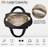 Darrahopens Sports & Fitness > Exercise, Gym & Fitness > Gym Equipment & Accessories Sports Bag - Waterproof Travel Bag - 24 Liter Carry Bag - Zippered - Lightweight and Durable - Suitable for Gym, Training and Travel（Black）
