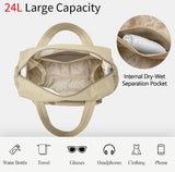 Darrahopens Sports & Fitness > Exercise, Gym & Fitness > Gym Equipment & Accessories Sports Bag - Waterproof Travel Bag - 24 Liter Carry Bag - Zippered - Lightweight & Durable - Suitable for Gym, Workout & Travel（Khaki）