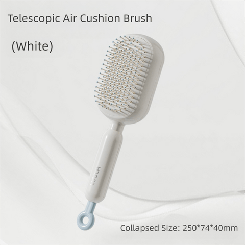 Darrahopens Sports & Fitness > Exercise, Gym & Fitness > Gym Equipment & Accessories White Innovative Self-Cleaning Cushion Hairbrush - Retractable Bristle Detangling & Scalp Massager