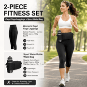 Winter Fitness Bundle - Black M size Women's High Waist 3/4 Yoga Leggings with Peach Hip Lift and Black Waterproof Sports Waist Bag with Bottle Holder for Running Gym and Outdoor Activities In Australia - Darrahopens