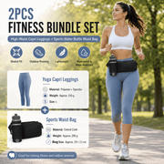 Darrahopens Sports & Fitness > Exercise, Gym & Fitness > Gym Equipment & Accessories Winter Fitness Bundle - Blue L size Women's High Waist 3/4 Yoga Leggings with Peach Hip Lift and Black Waterproof Sports Waist Bag with Bottle Holder for Running Gym and Outdoor Activities In Australia - Darrahopens