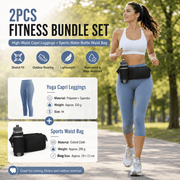 Darrahopens Sports & Fitness > Exercise, Gym & Fitness > Gym Equipment & Accessories Winter Fitness Bundle - Blue M size Women's High Waist 3/4 Yoga Leggings with Peach Hip Lift and Black Waterproof Sports Waist Bag with Bottle Holder for Running Gym and Outdoor Activities In Australia - Darrahopens