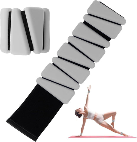 Darrahopens Sports & Fitness > Exercise, Gym & Fitness > Gym Equipment & Accessories Wrist Weights Set of 2, Adjustable Silicone Workout Weights for Women and Men, Wearable Ankle/Wrist Weights Suitable for Yoga, Dance, Pilates, Pool Exercises and Jogging, 2lb（Grey）