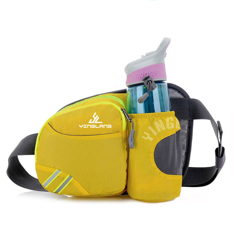 Darrahopens Sports & Fitness > Exercise, Gym & Fitness > Gym Equipment & Accessories Yellow Lightweight Running Waist Pack with Stable Bottle Holder - Multi-Functional Nylon Sports Fanny Pack for Marathon, Hiking, Cycling & Climbing